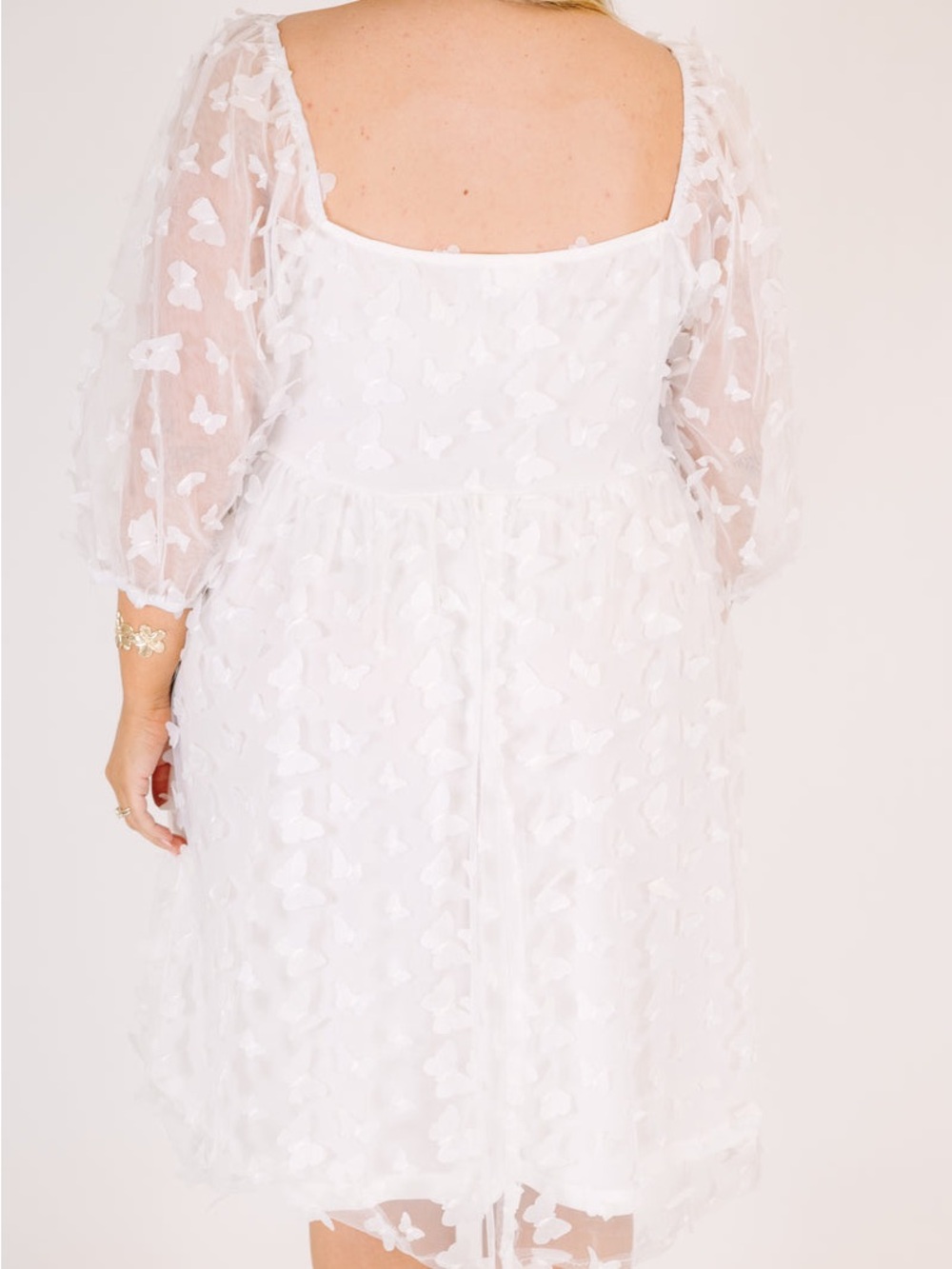 Chic Soul Call Me Glamour White 3D Butterfly Dress 3X